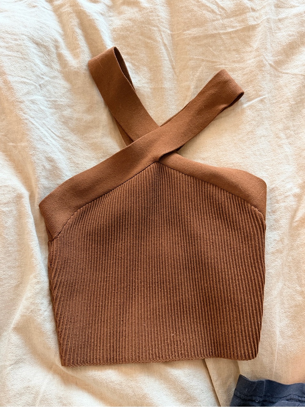 Aritzia Babaton Sculpt Knit Criss Cross Cropped Tank Brown